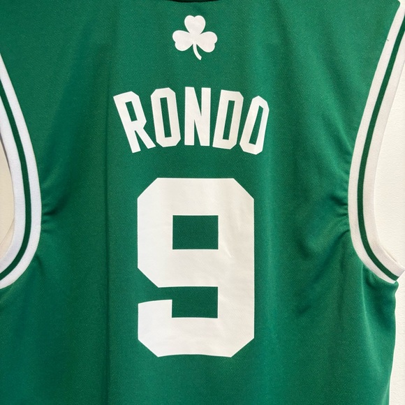 Boston Celtics Rajon Rondo Jersey #9 Away Green Basketball Vintage NBA Adidas - Picture 8 of 13